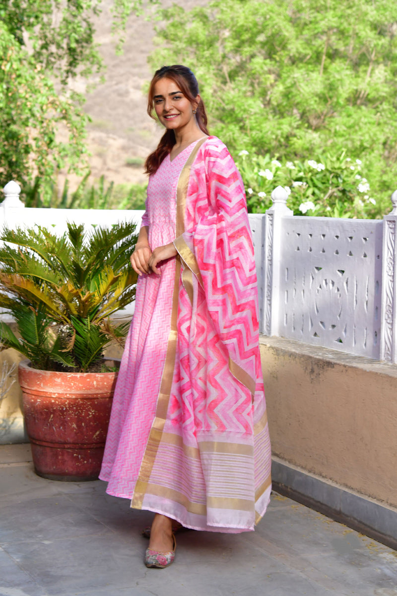 Diya-Pastel Pink Dress with Dupatta