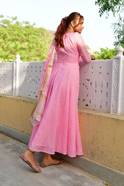 Diya-Pastel Pink Dress with Dupatta