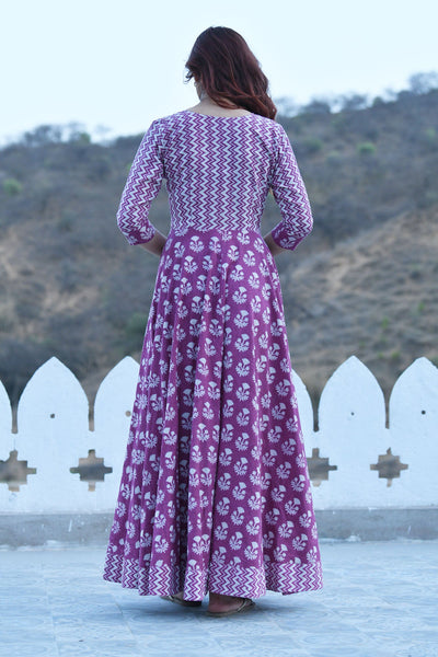EXP - Purple Stripe Dabu Flare Dress( S Available)