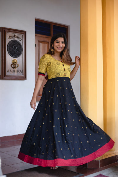 Caruvi Yellow Kalamkari dress