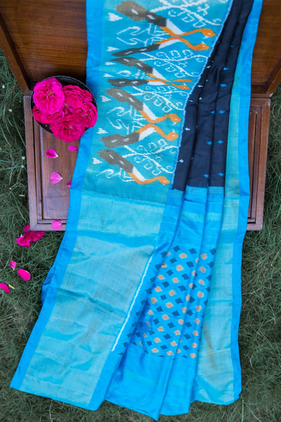 EXP - Black & Blue Pochampally Saree