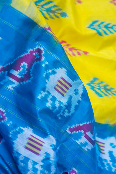 EXP - Yellow & Blue Pochampally Saree