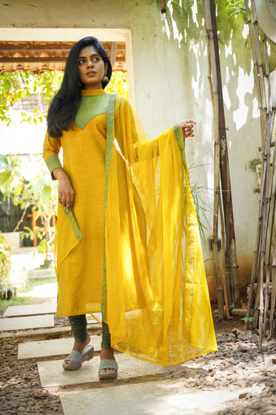 Vaanathi Yellow  kurthi & Dupatta Set
