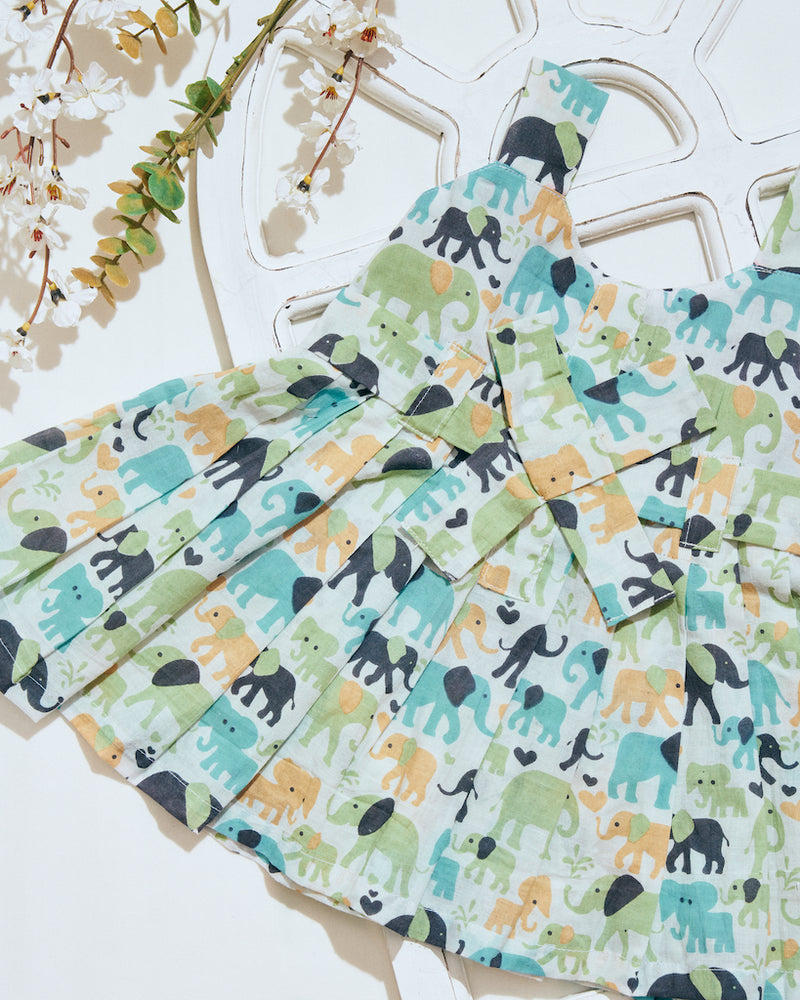 Elephant Printed Dress - Multi Color