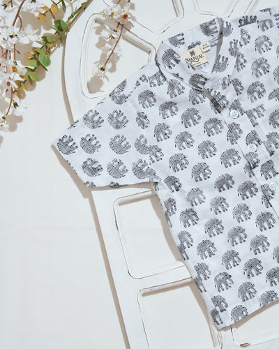 Elephant Printed Shirt - Grey