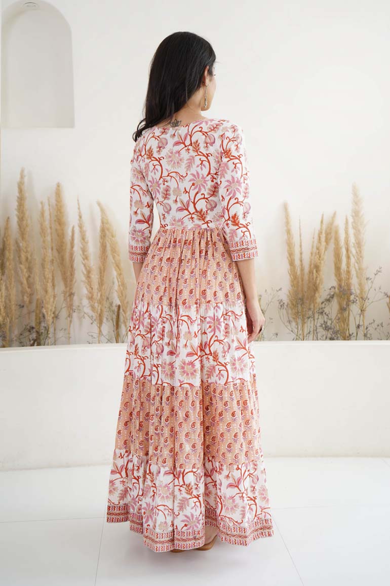 Peach Buti Floral Layer Dress