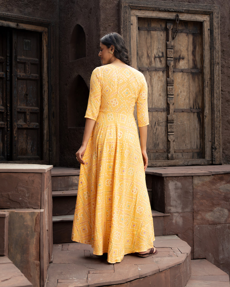 EXP - Saira Yellow Fit & Flare Dress