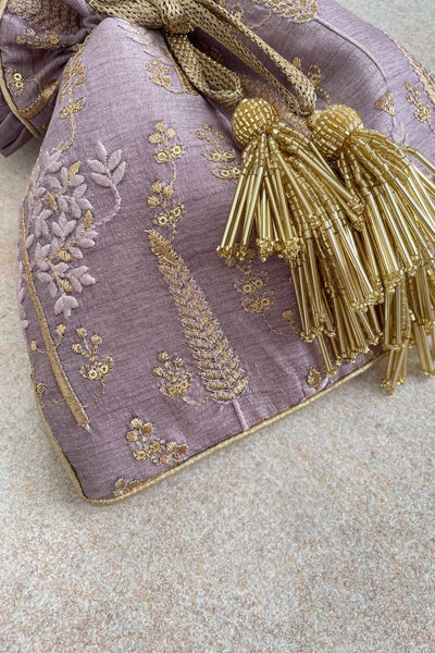Arbre Silk Embroidered Potli Bag - Wisteria